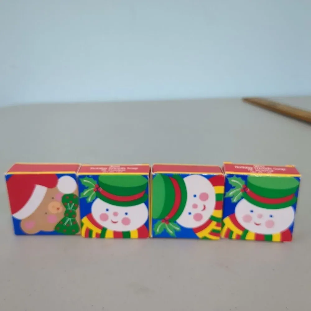Vintage Avon Holiday Friends Soap Snowman teddy bear lot of 4 Old Stock Unused